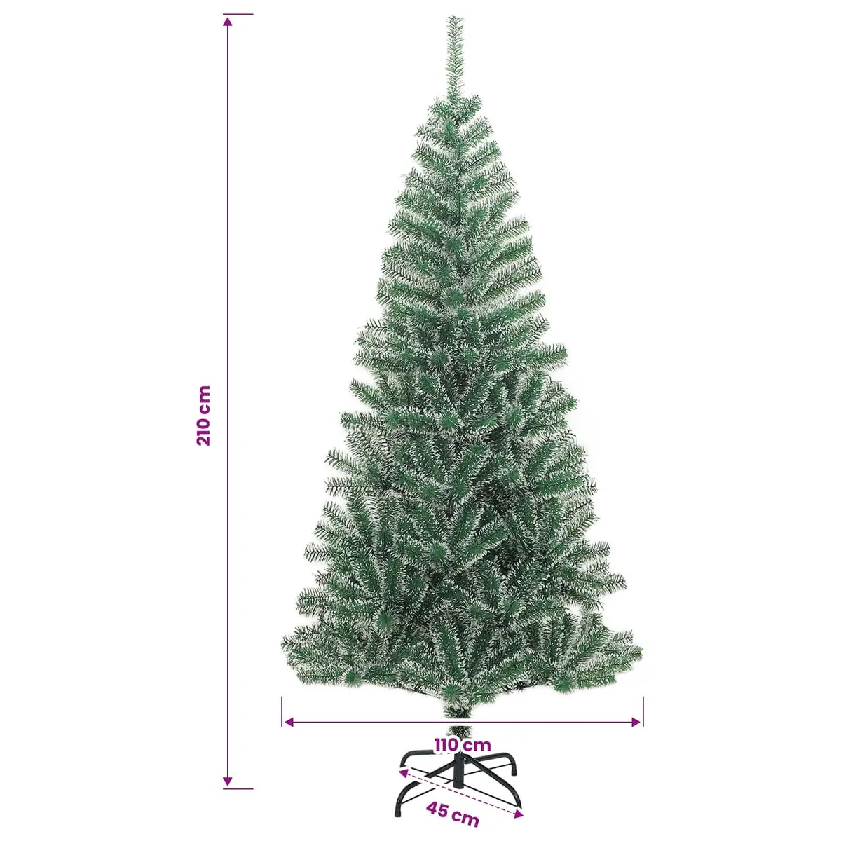 Artificial Christmas Tree Indoor 210cm Flocked Snow 300 LEDs 8 Lighting Modes USB