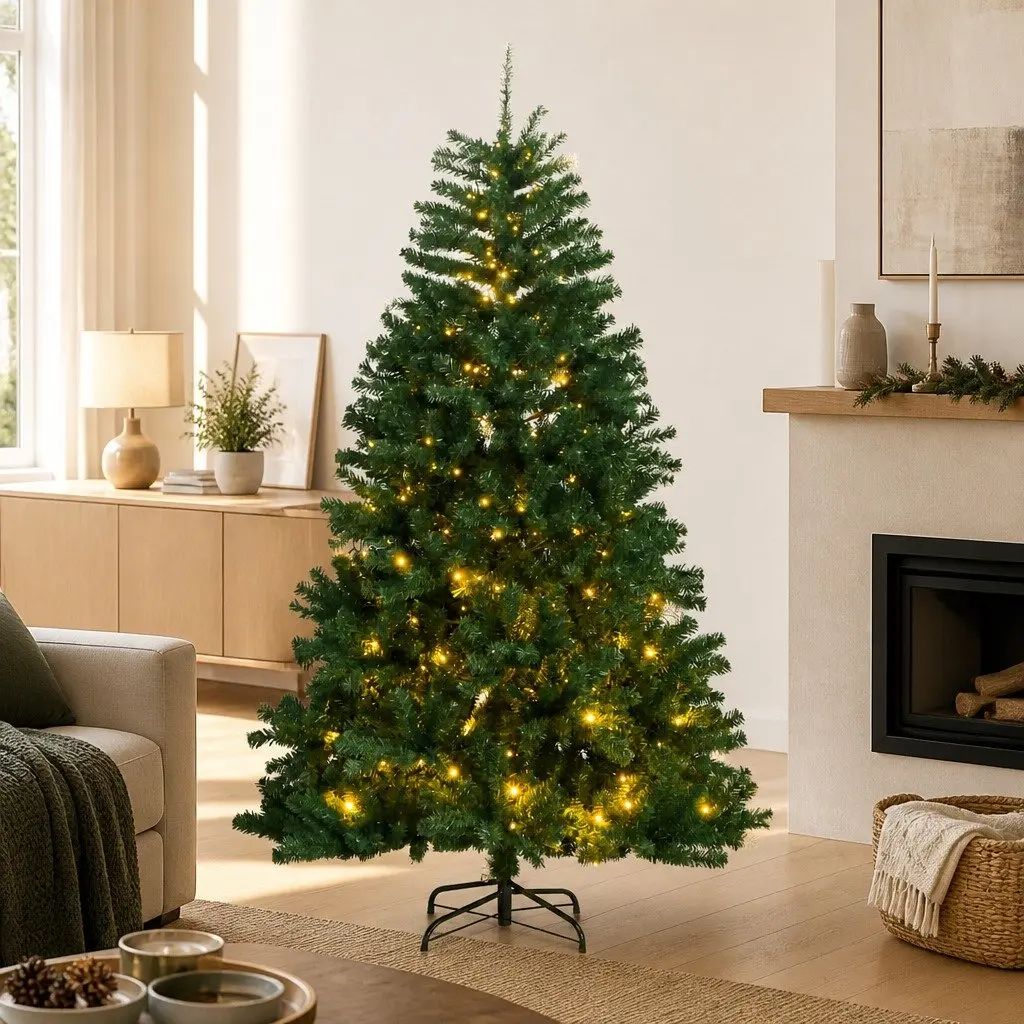 Artificial Hinged Christmas Tree 210cm Holiday Decor Green