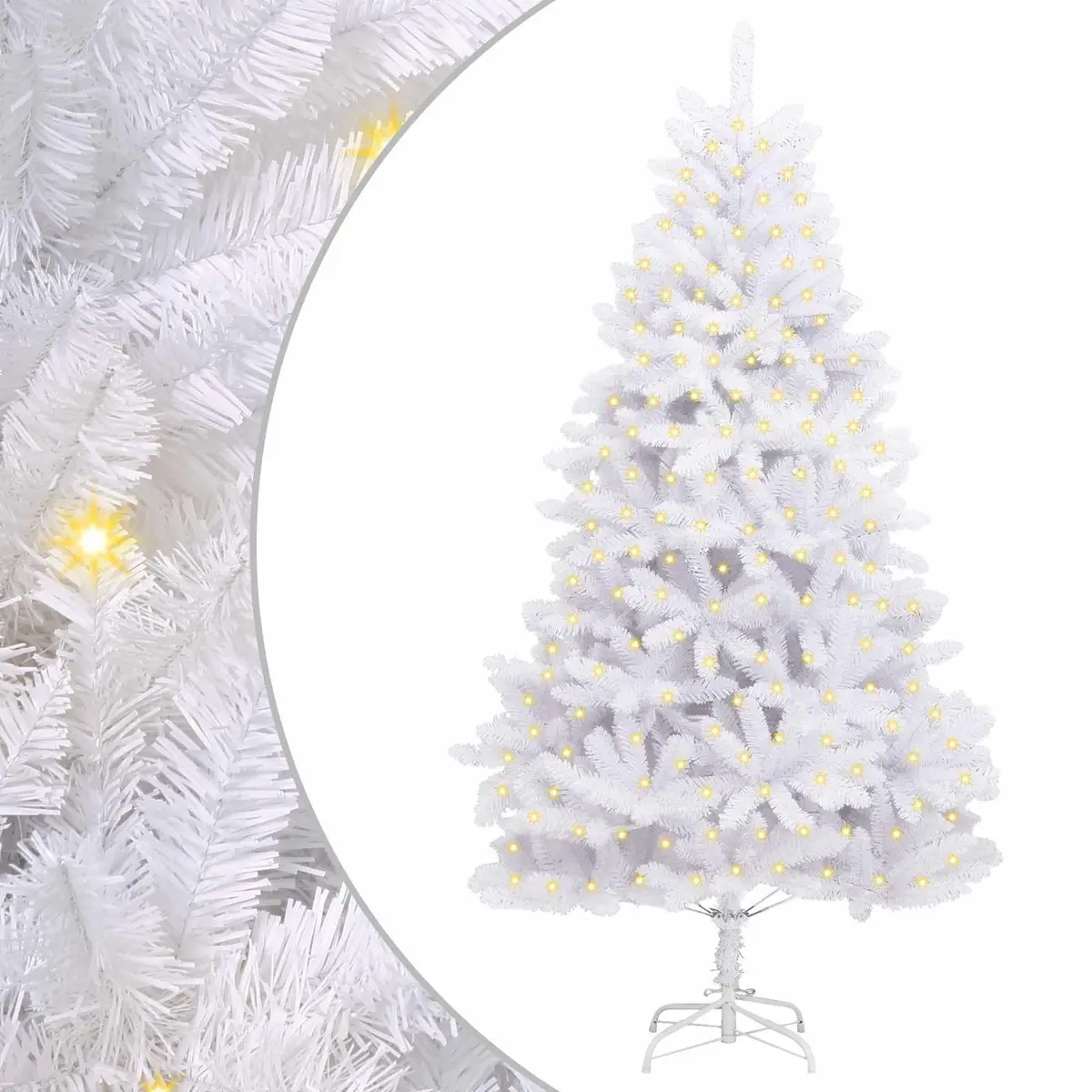 Artificial Christmas Tree 180cm White Hinged Branches Holiday Seasonal