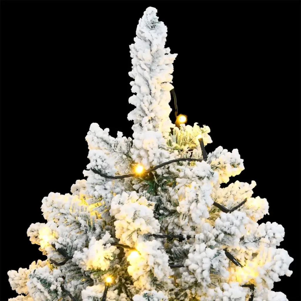 Artificial Christmas Tree 240cm Hinged Green with White Flocking 300 LEDs