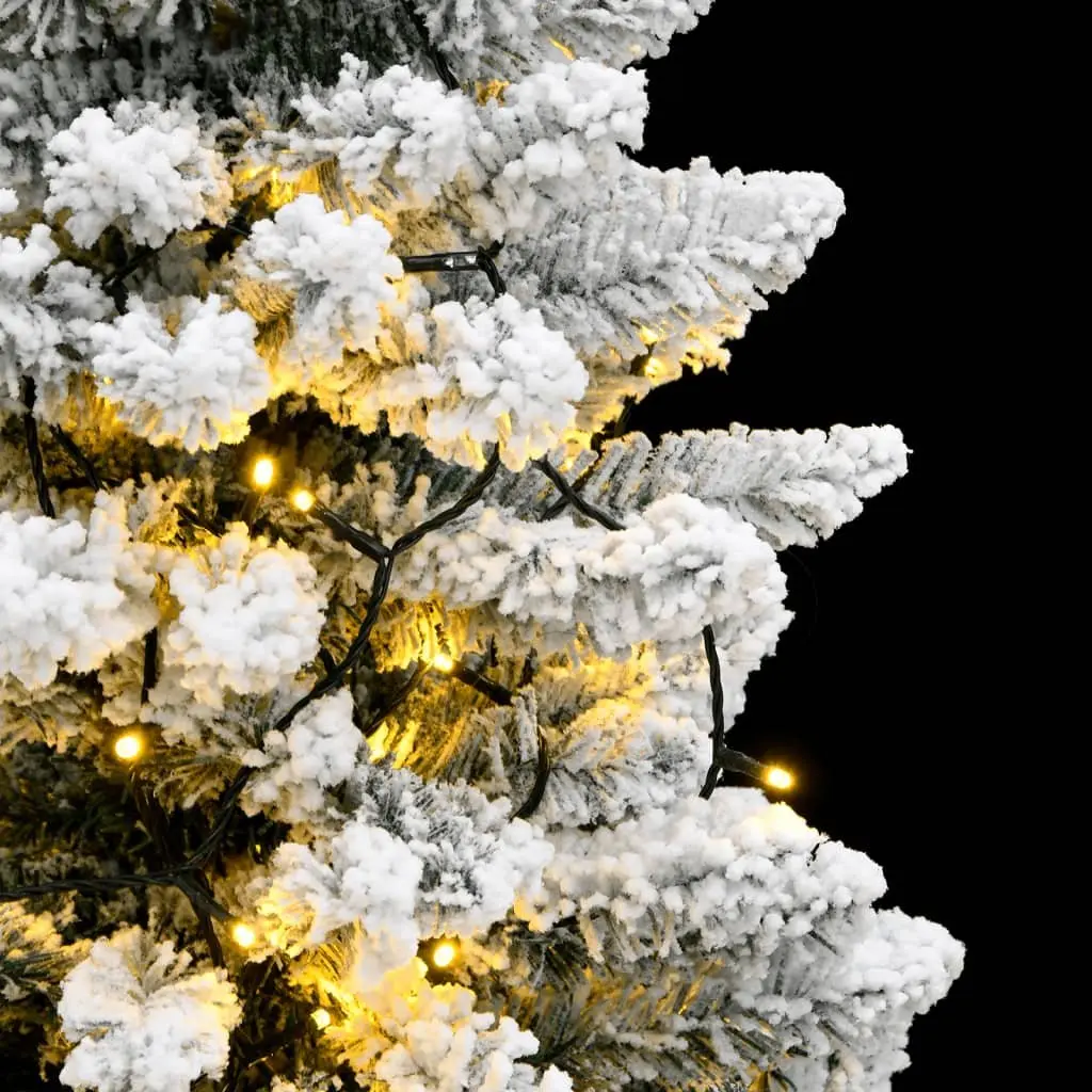 Artificial Christmas Tree 240cm Hinged Green with White Flocking 300 LEDs