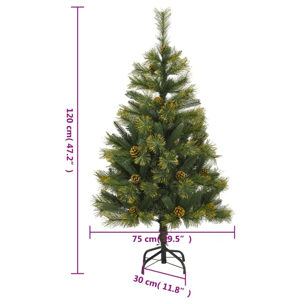 Artificial Christmas Tree 120cm Hinged with 150 LEDs 8 Lighting Modes Holiday Decor