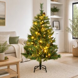 Artificial Hinged Christmas Tree 150 cm 150 LEDs 8 Lighting Modes Holiday Decor