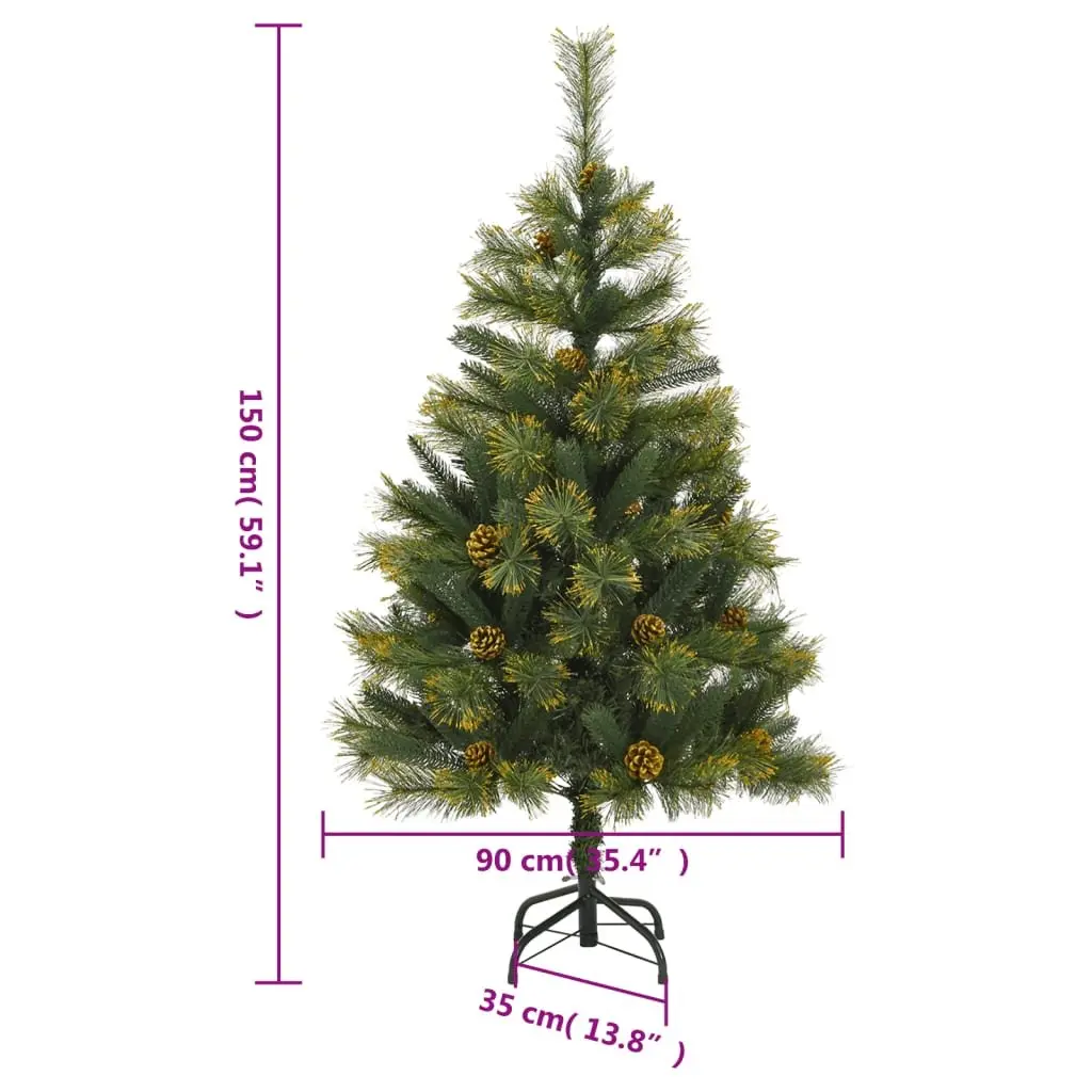 Artificial Christmas Tree 150 cm 150 LEDs 8 Lighting Modes Green Holiday Decor