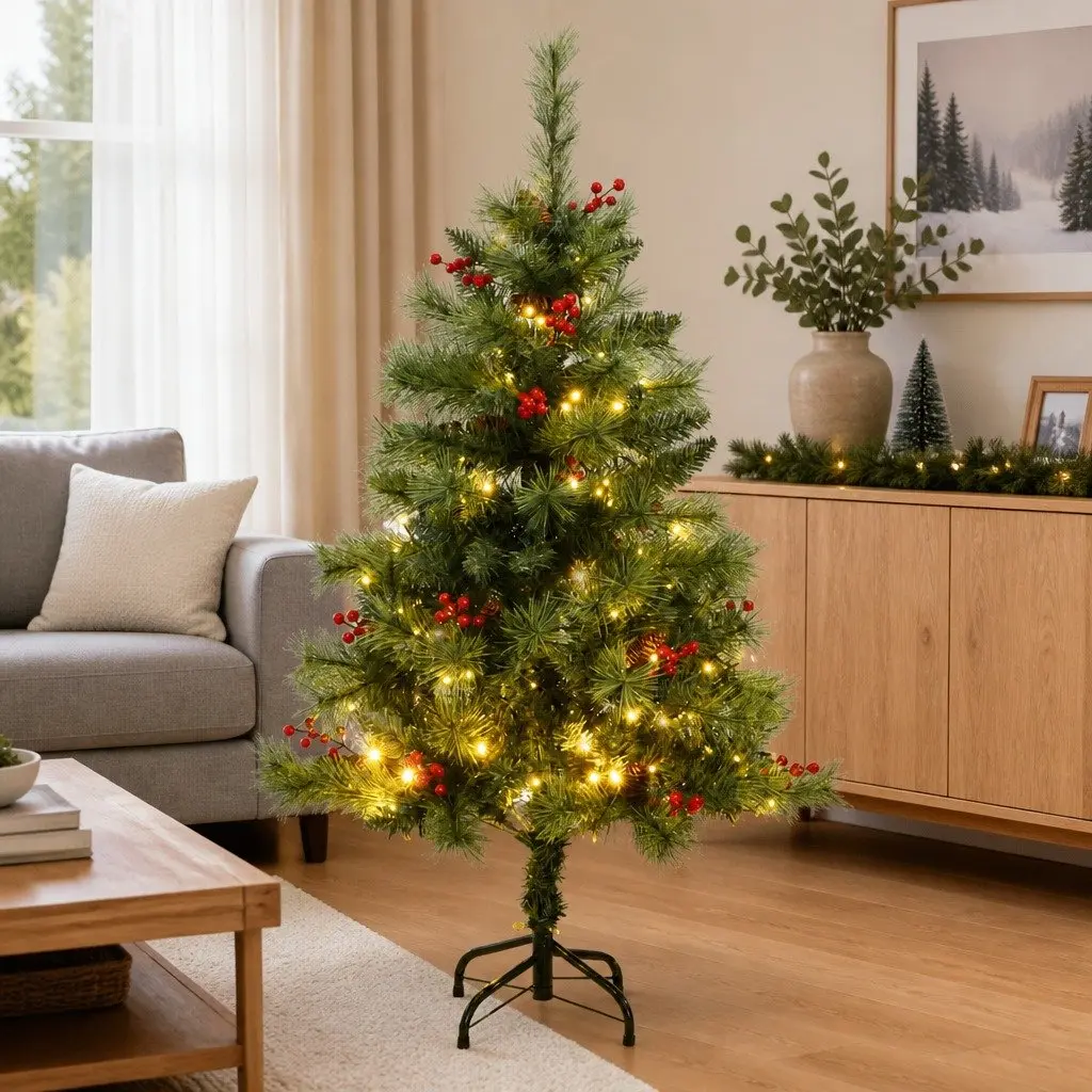Artificial Christmas Tree 150cm Holiday Decor Hinged with 150 LED Lights and 8 Modes