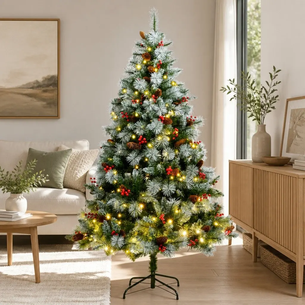 Artificial Christmas Tree 180 cm 300 LEDs 8 Lighting Modes Holiday Decor