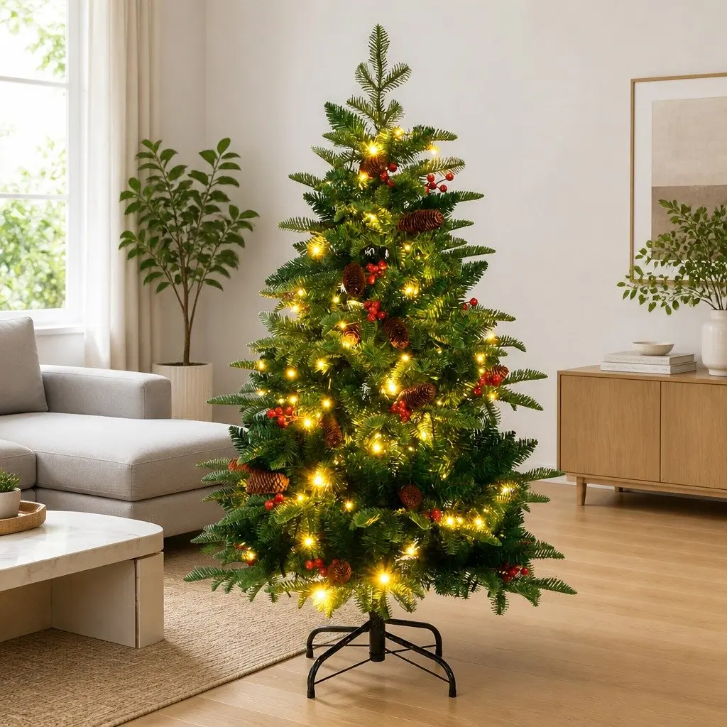 Artificial Christmas Tree 150cm 150 LEDs Green Holiday Decor