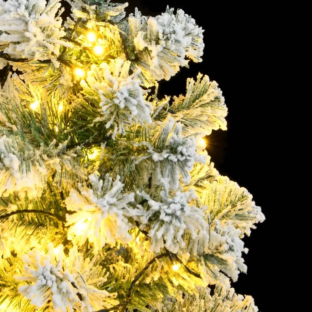 Artificial Christmas Tree 120cm Green Hinged with 150 LEDs Flocked Snow Holiday Decor