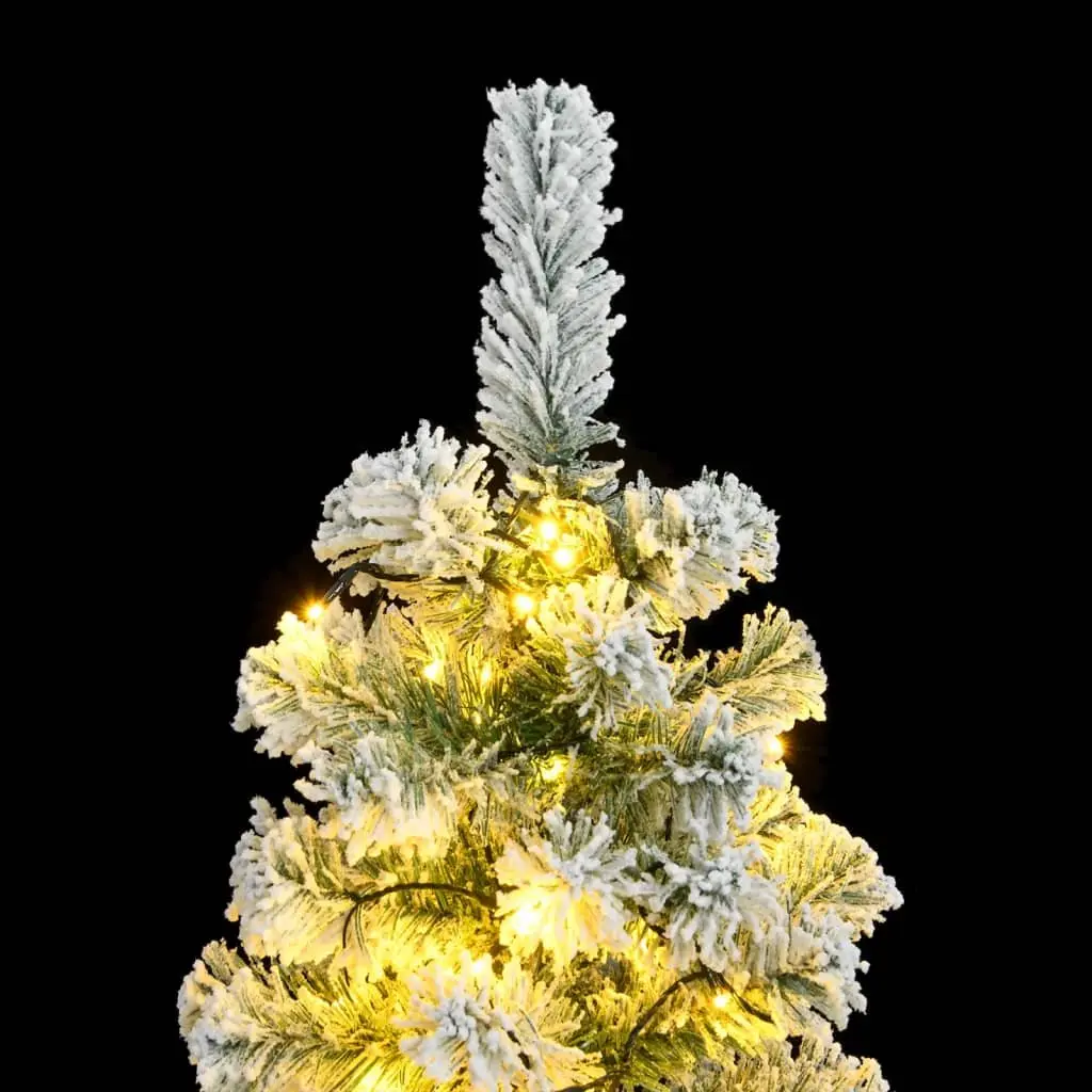 Artificial Christmas Tree 120cm Green Hinged with 150 LEDs Flocked Snow Holiday Decor