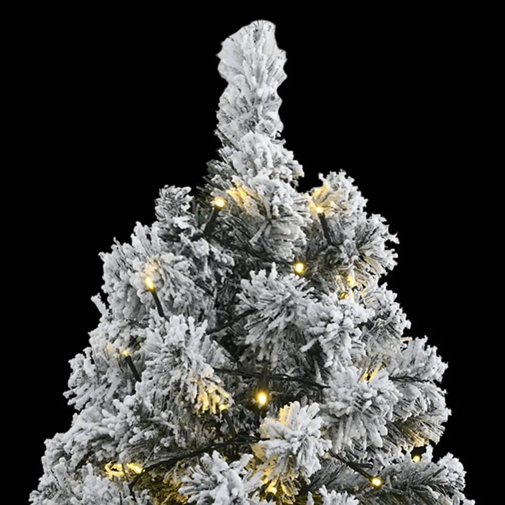 Artificial Hinged Christmas Tree 180cm Green Flocked Snow with 300 LEDs