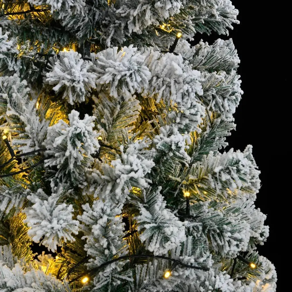 Artificial Hinged Christmas Tree 180cm Green Flocked Snow with 300 LEDs