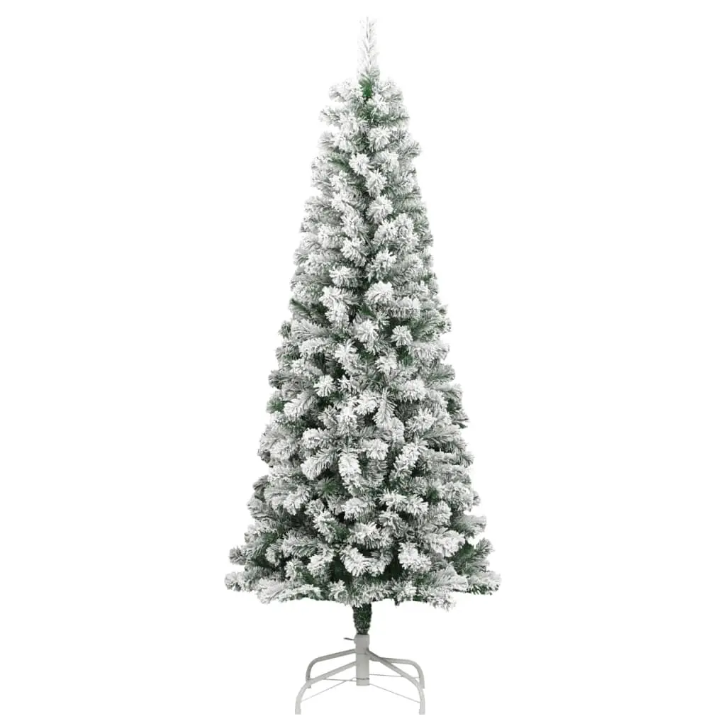 Artificial Christmas Tree 210cm Flocked Snow Green 300 LEDs 8 Lighting Modes