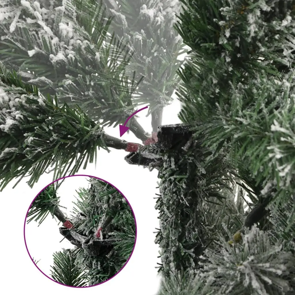 Artificial Christmas Tree 210cm Flocked Snow Green 300 LEDs 8 Lighting Modes