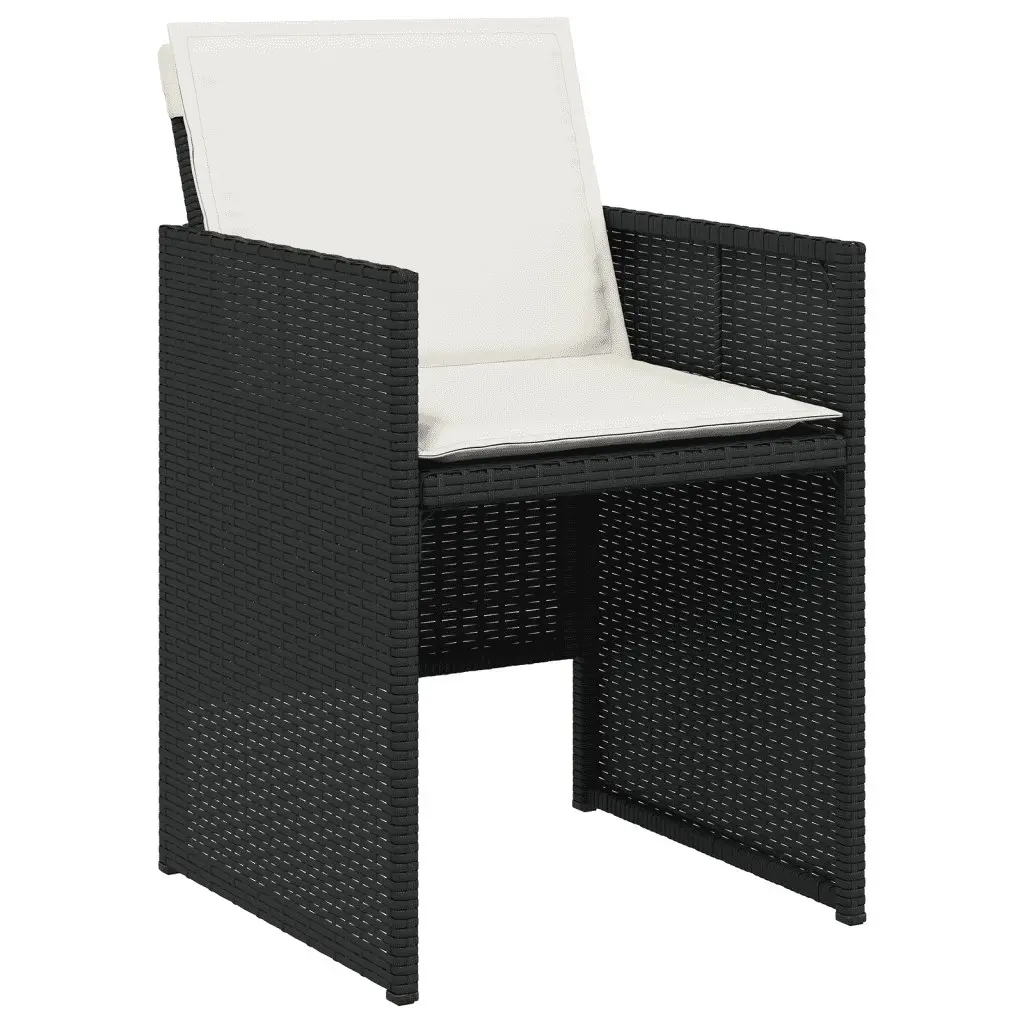 Outdoor Dining Set Black Poly Rattan Chairs Tempered Glass Table 5 Piece
