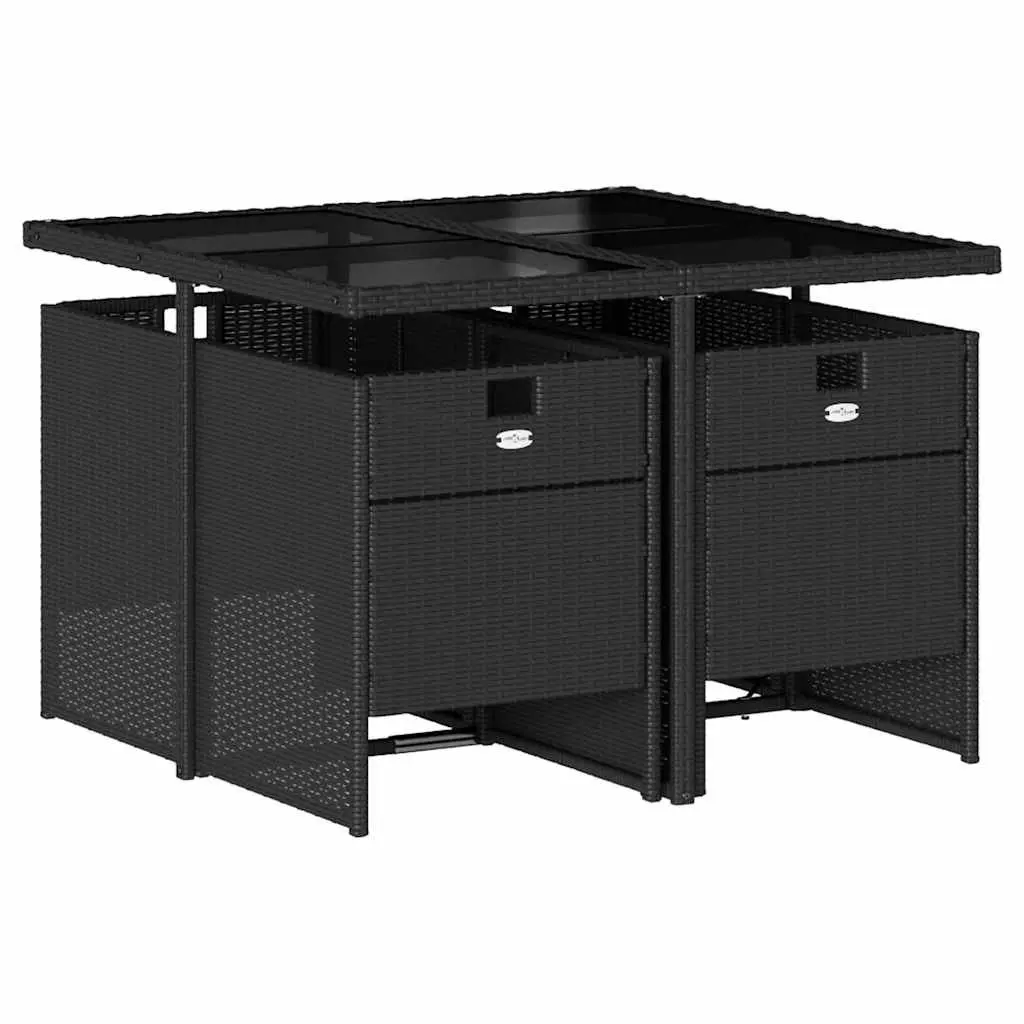 Garden Dining Set 5 Piece Outdoor Furniture Black Poly Rattan Table Chairs