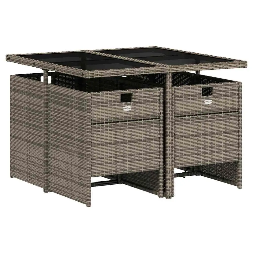 Outdoor Patio Furniture Set 5 Piece Dining Grey Poly Rattan Chairs and Table