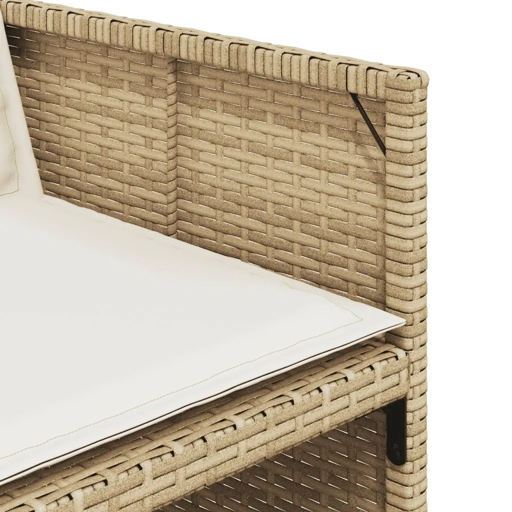 Outdoor Garden Dining Set 5 Piece Beige Poly Rattan Furniture with Cushions