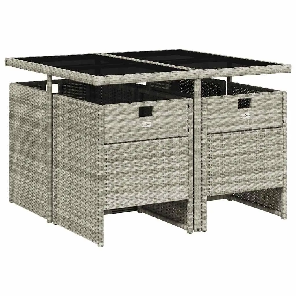 Outdoor Furniture Set Dining Table and Chairs 5 Piece Grey Poly Rattan Cushions for Garden Patio