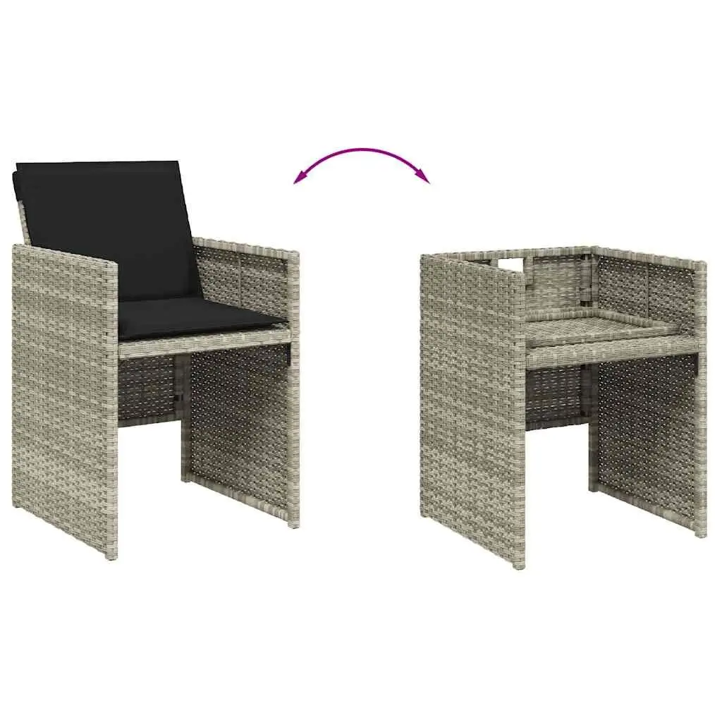 Outdoor Furniture Set Dining Table and Chairs 5 Piece Grey Poly Rattan Cushions for Garden Patio
