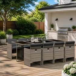 Reliable 9-Piece Garden Dining Set in Grey