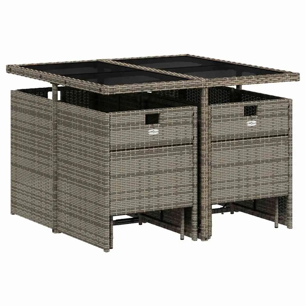 9 Piece Outdoor Dining Set Grey Poly Rattan Chairs Table