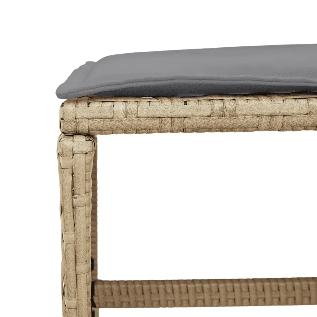 9 Piece Outdoor Garden Dining Set Patio Furniture Poly Rattan Beige with Tempered Glass Table and Padded Seating