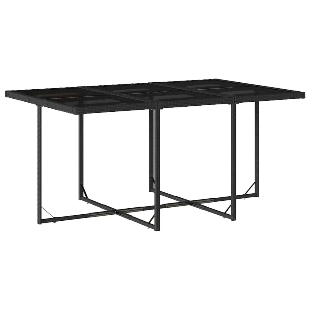 Garden Dining Set 11 Piece Outdoor Furniture Black Poly Rattan Patio Table