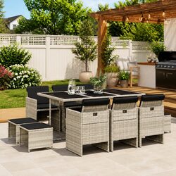 Stylish Light Grey 11 Piece Outdoor Dining Set