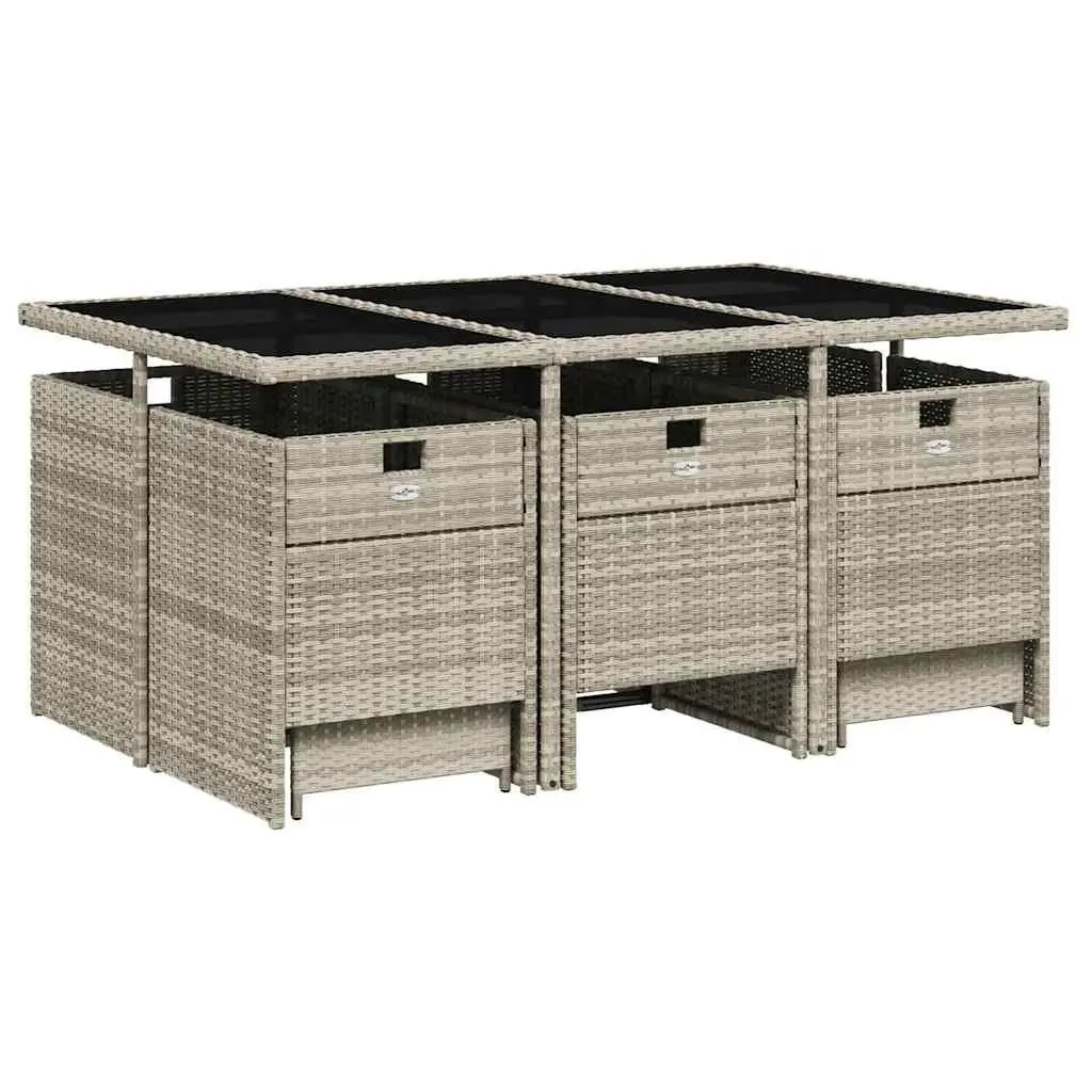 Outdoor Furniture Set 11 Piece Garden Dining Light Grey PE Rattan with Cushions