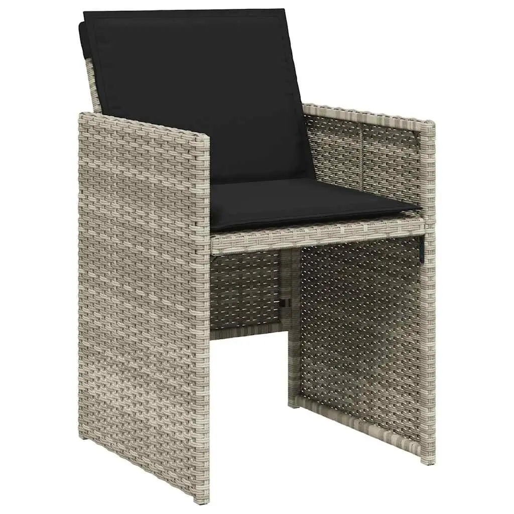 Outdoor Furniture Set 11 Piece Garden Dining Light Grey PE Rattan with Cushions