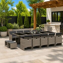 Comfort and Value: 15-Piece Grey Garden Dining Set