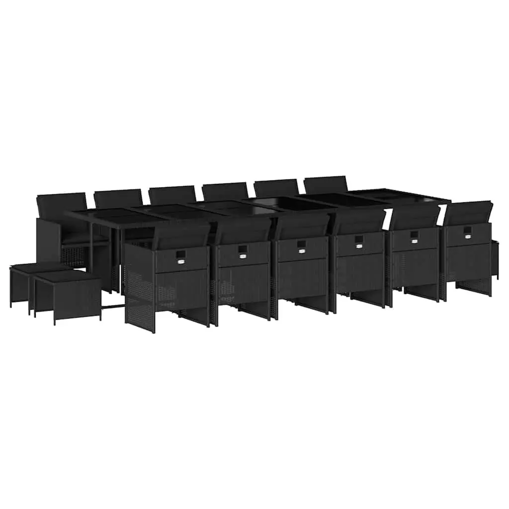 17 Piece Garden Dining Set Outdoor Patio Furniture Cushions Black