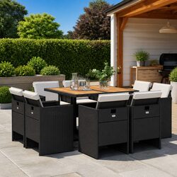 Reliable 9 Piece Garden Dining Set for Outdoor Enjoyment