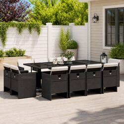 Comfortable Black Poly Rattan Dining Set - 13 Pieces