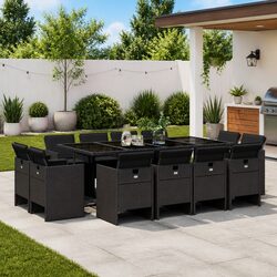 Warm and Reliable 13 Piece Black Rattan Dining Set