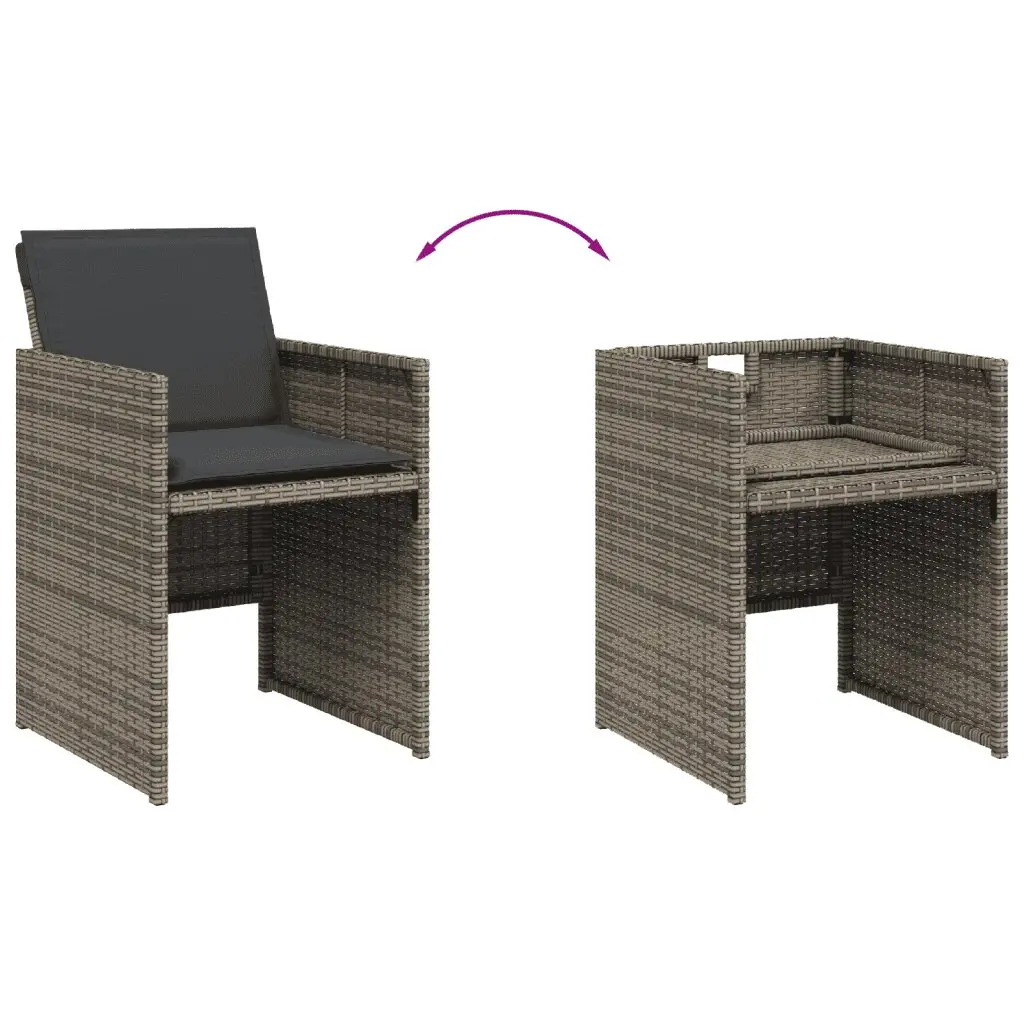 Garden Dining Set 13 Piece Outdoor Furniture Grey Poly Rattan with Cushions