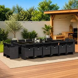 Reliable 17-Piece Garden Dining Set with PE Rattan