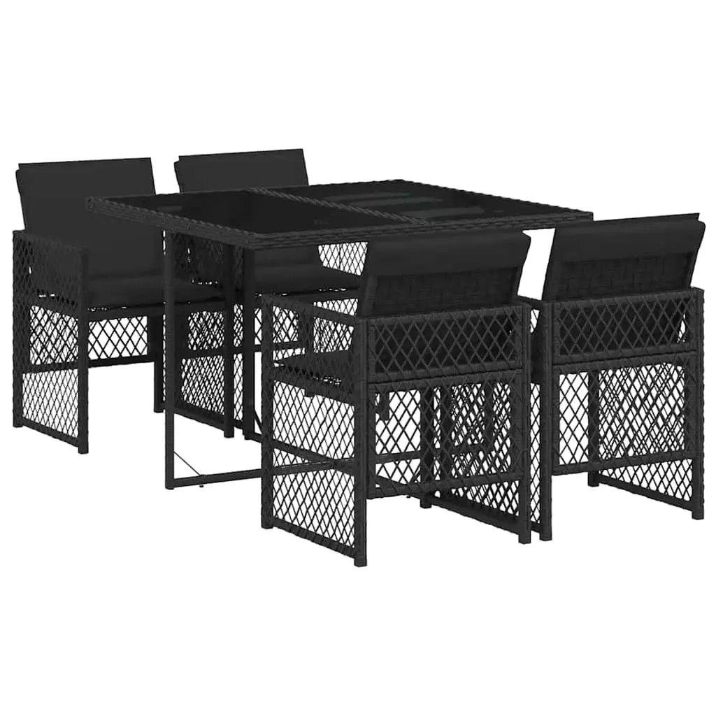 Outdoor Dining Set 5 Piece Garden Furniture Black PE Rattan Table Chairs