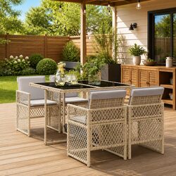 Comfortable 5-Piece Garden Dining Set with Rattan Design