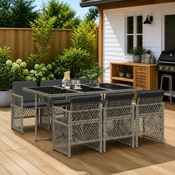 Garden Dining Set 7 Piece Outdoor Furniture Poly Rattan Grey Patio Chairs Table