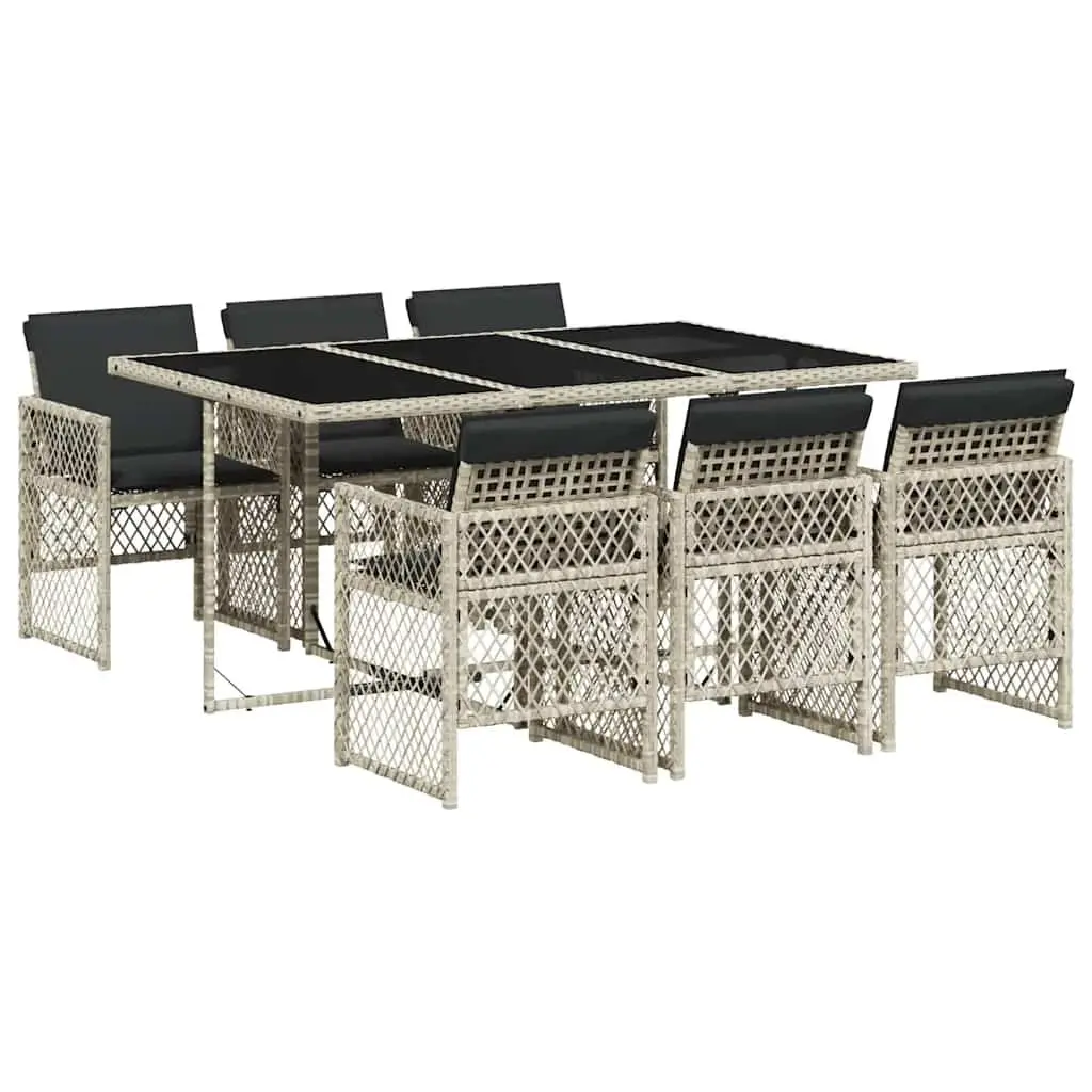 Garden Dining Set 7 Piece Outdoor Furniture Poly Rattan Grey Patio Table Chairs