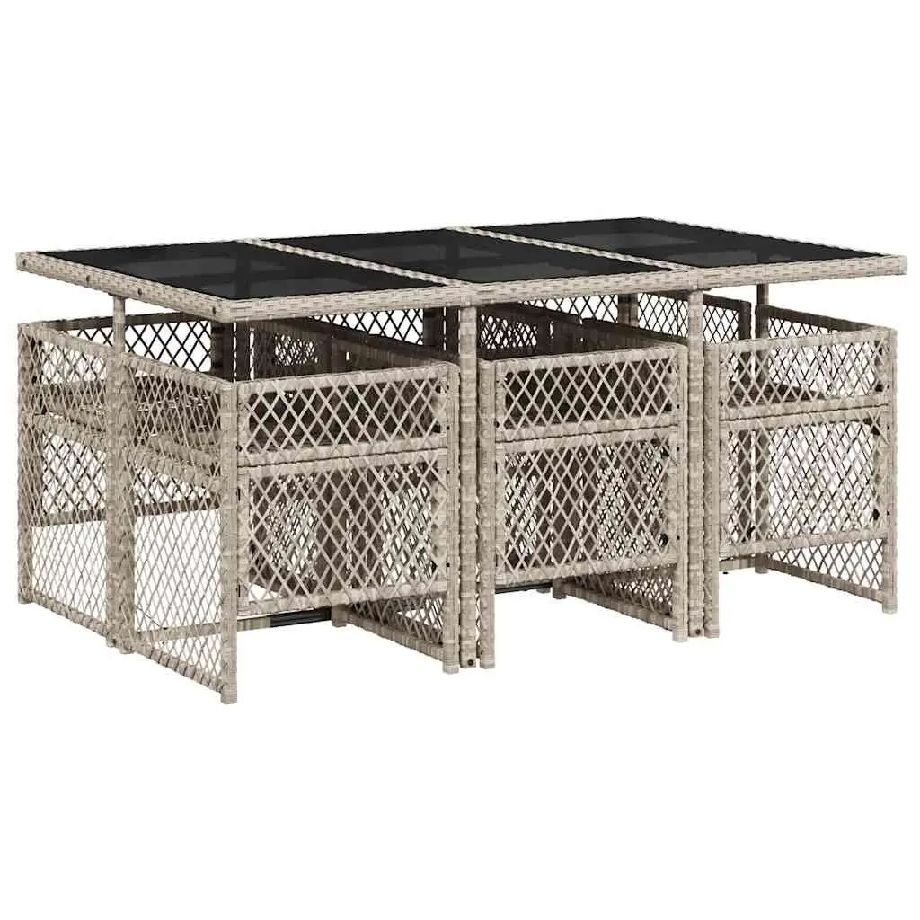 Garden Dining Set 7 Piece Outdoor Furniture Poly Rattan Grey Patio Table Chairs