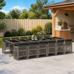 Value-Focused 13-Piece Garden Dining Set in Grey
