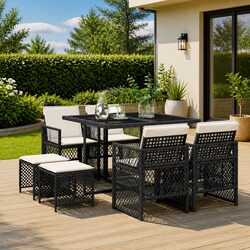 Comfortable 9 Piece Outdoor Dining Set with Cushions