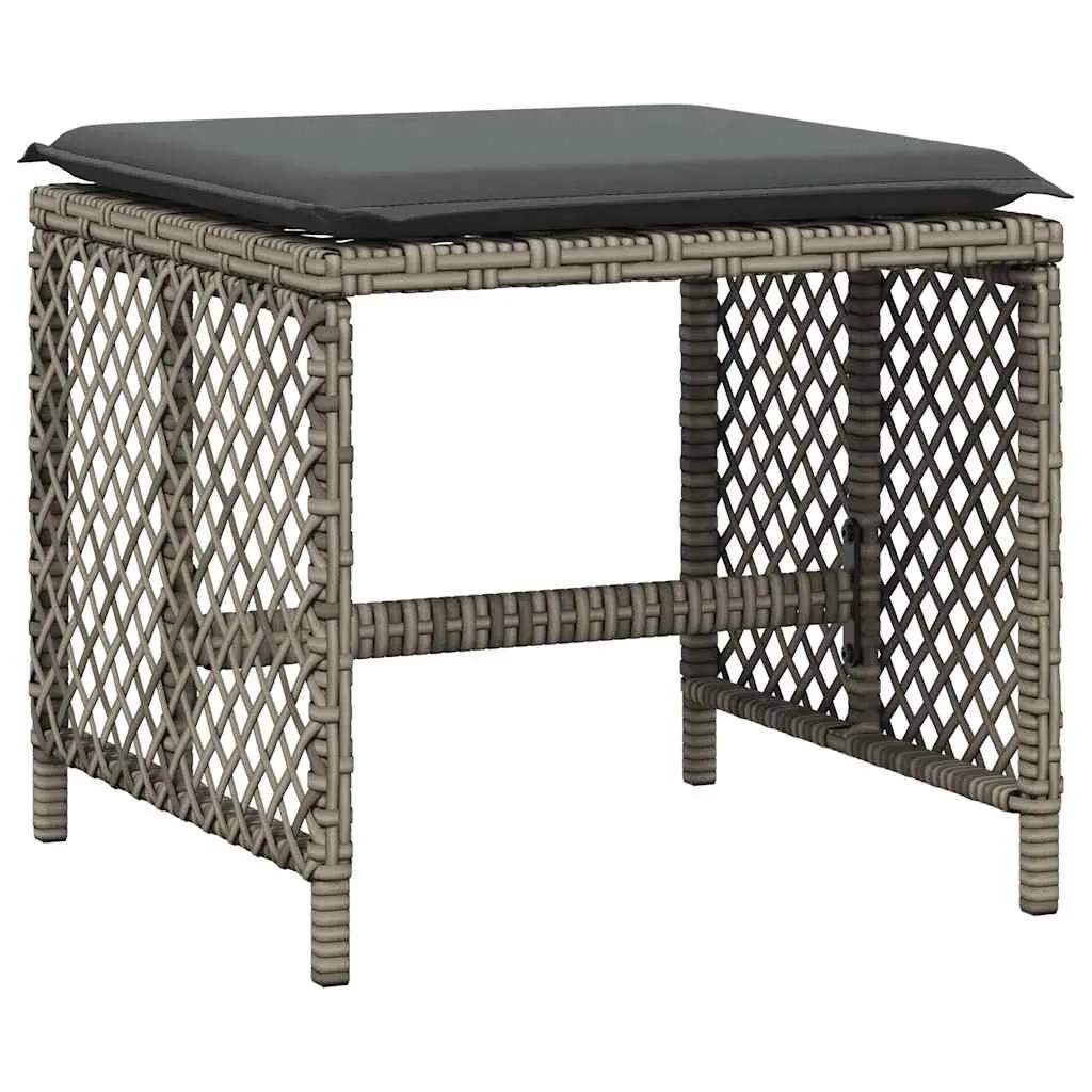 9 Piece Garden Dining Set Outdoor Furniture Grey Poly Rattan with Cushions