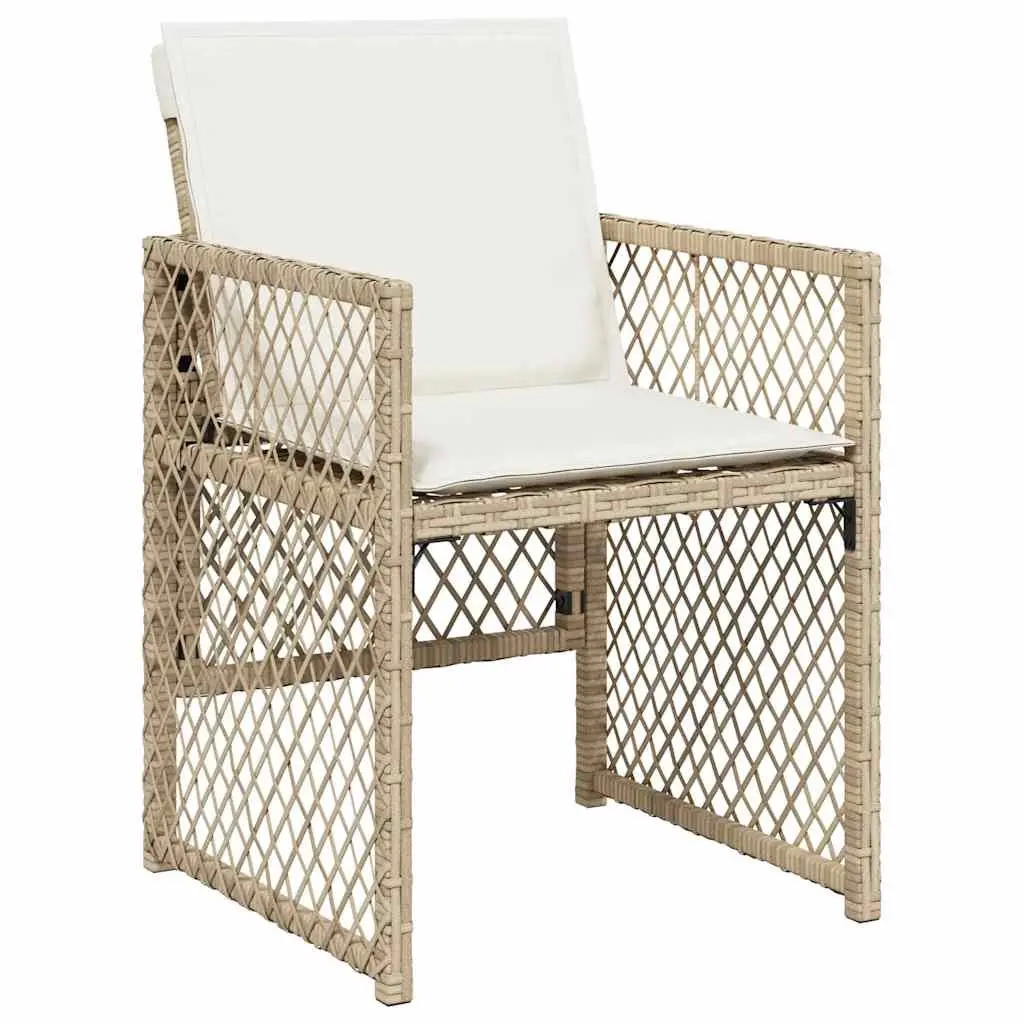 9 Piece Garden Dining Set Outdoor Patio Furniture with Cushions Beige Poly