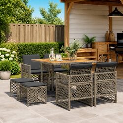 Value-Driven 9 Piece Garden Dining Set in Grey Rattan