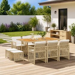 Reliable 11 Piece Outdoor Dining Set with Cushions