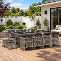 Reassuringly Durable 13 Piece Garden Dining Set in Grey