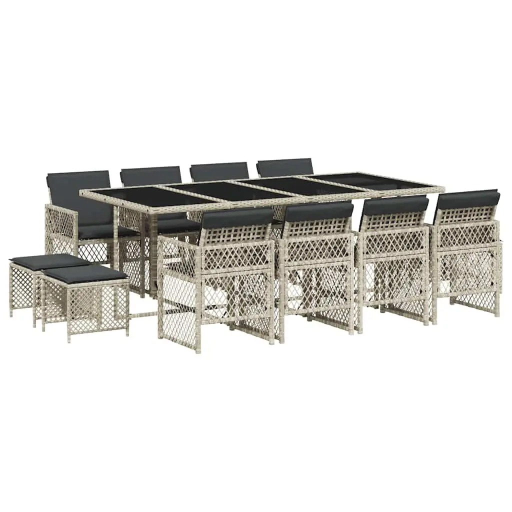 Garden Dining Set 13 Piece Outdoor Furniture Grey Poly Rattan Patio Table